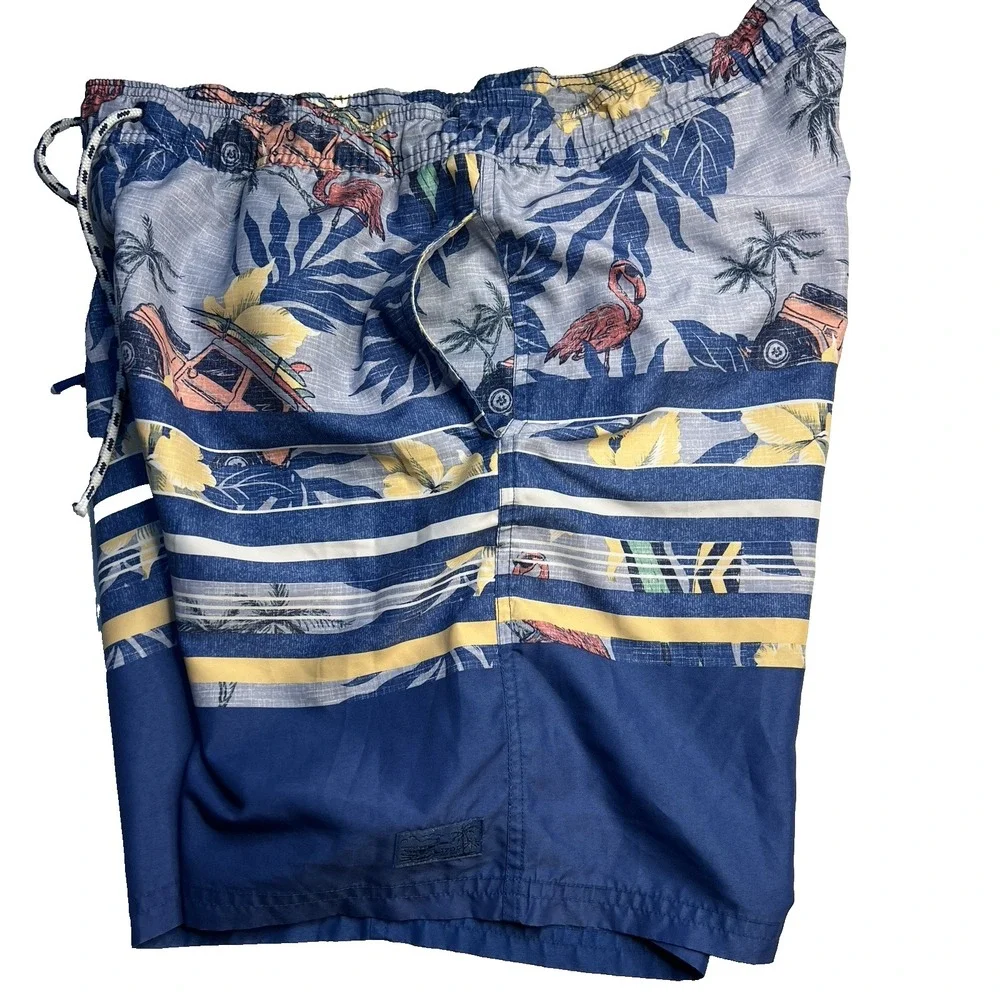Izod Saltwater Men‎ L Swim Trunks Board Shorts Blue Resort Beach Travel Pool